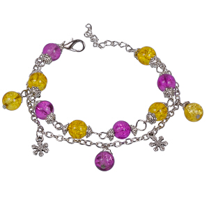 Armkette Armband Bettelkette verstellbar violett gelb silber4641